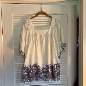 J. Jill Elegant White and Blue Women's Top